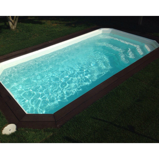 Hull Pool in rechthoekige kit rechte hoeken hoek trap en platte bodem model Baltico